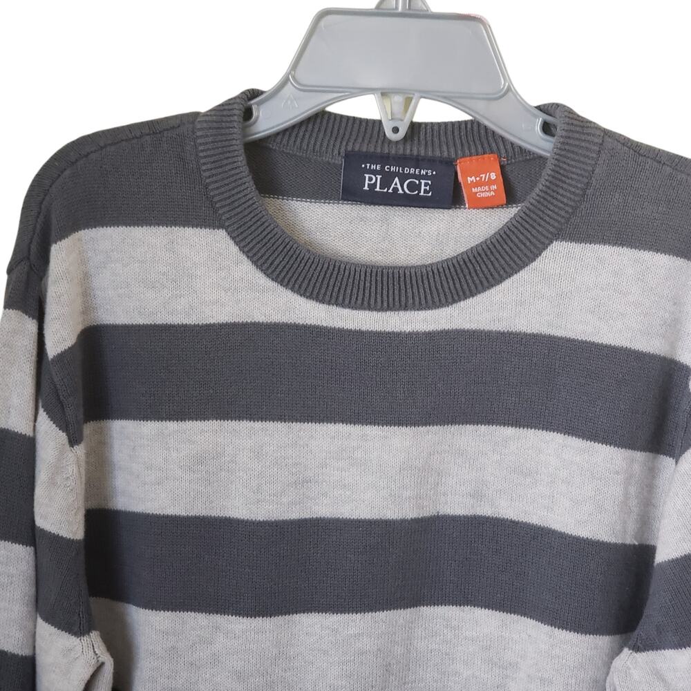 2 FOR $5 SALE Girl's Gray Striped Sweater Medium (7/8) - Picture 3 of 7